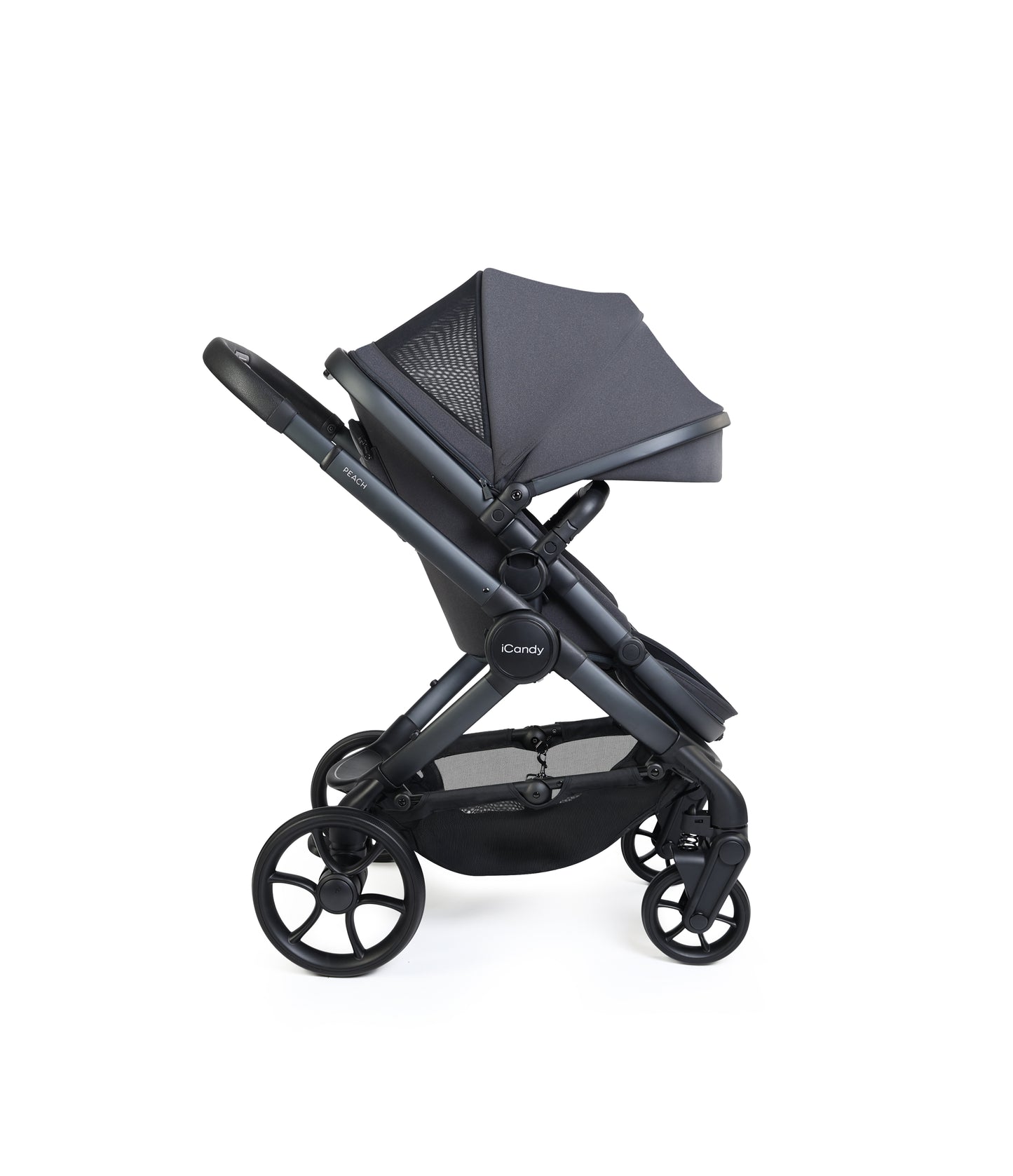 iCandy peach 8 bundle in grey colourway with cocoon car seat and base.