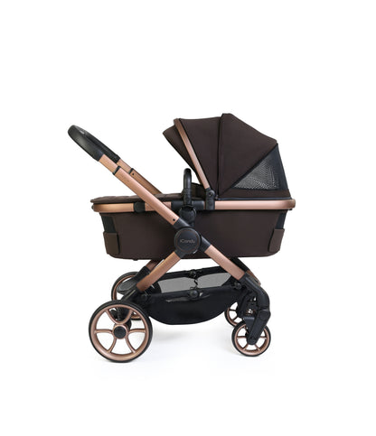 iCandy peach 8 bundle in pecan colourway with cocoon car seat and base.