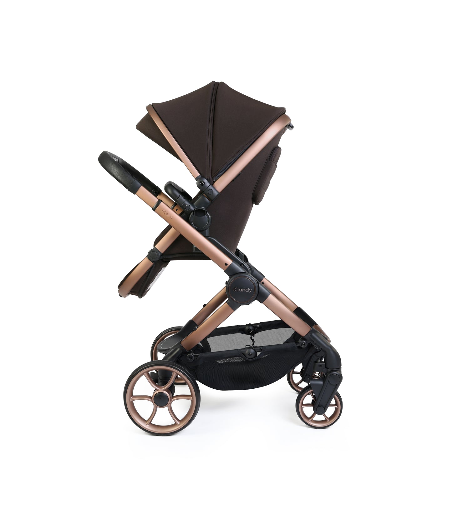 iCandy peach 8 bundle in pecan colourway with matching accessories.