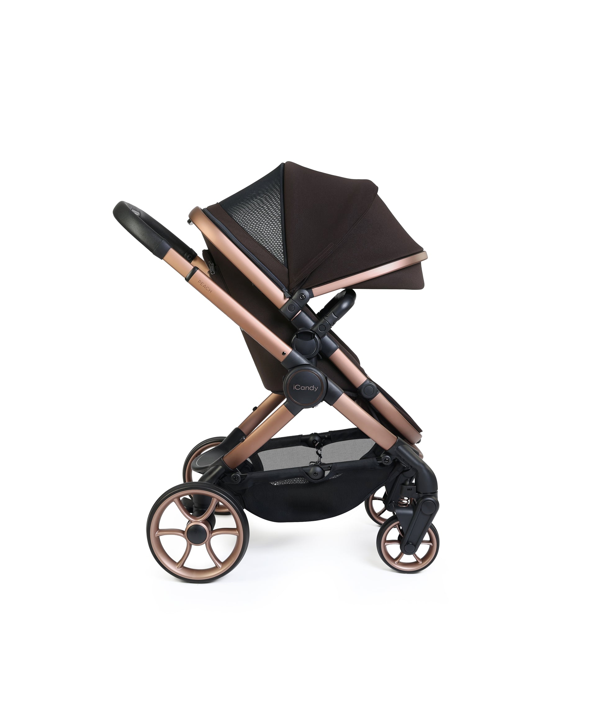 iCandy peach 8 bundle in pecan colourway with cocoon car seat and base.