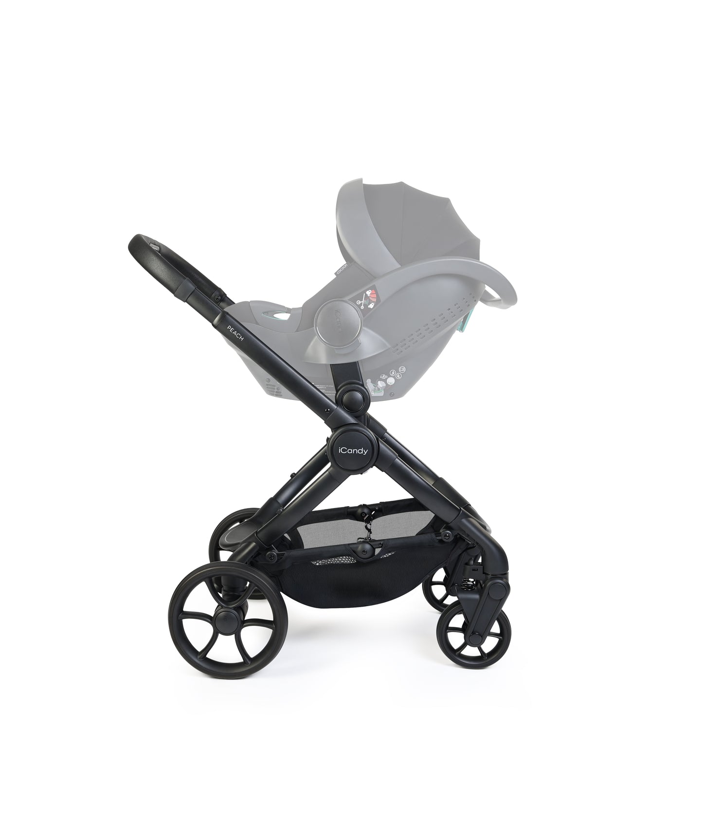 iCandy peach 8 bundle in porcini grey colourway with cocoon car seat and base.