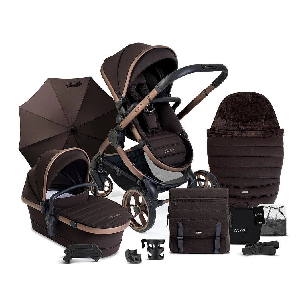 iCandy Peach Pecan pushchair complete with accessories