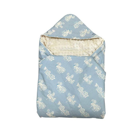 Little loves blanket in Blue Tractor print