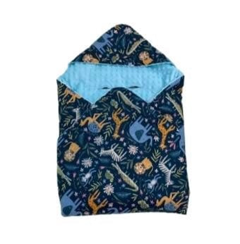 Little loves blanket in Blue Safari print.