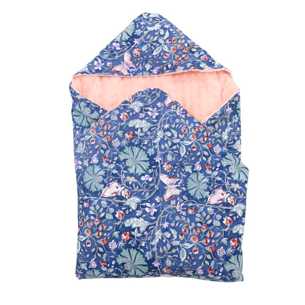 Little loves blanket in Navy/Pink wildflower print