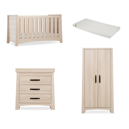 Isla 3 Piece Bundle with Cotbed Dresser and Wardrobe with a CuddleCo Lullaby Mattress