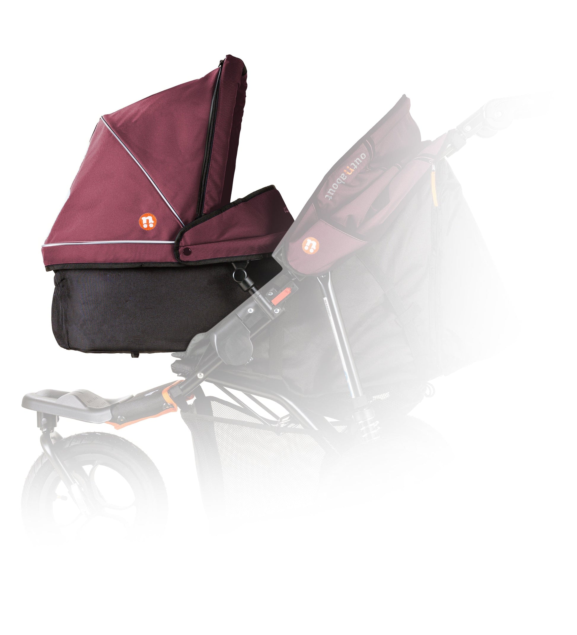 Out n About carrycot for single pushchair in brambleberry red colour.