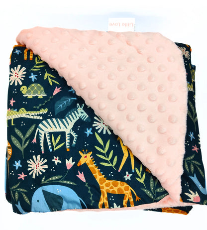 Little loves blanket in Pink Safari print.
