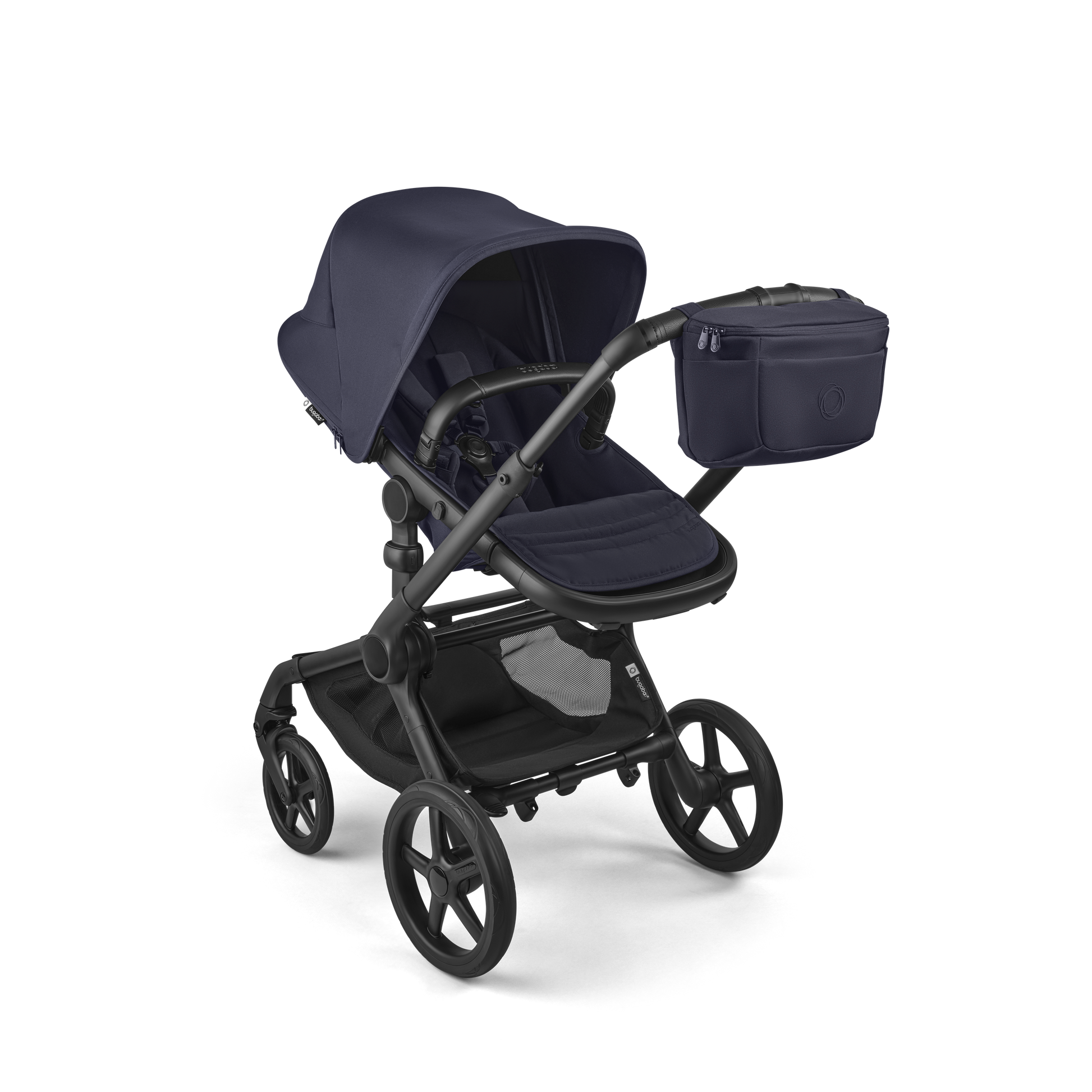 Bugaboo organiser bag for pushchair in deep indigo blue colourway.
