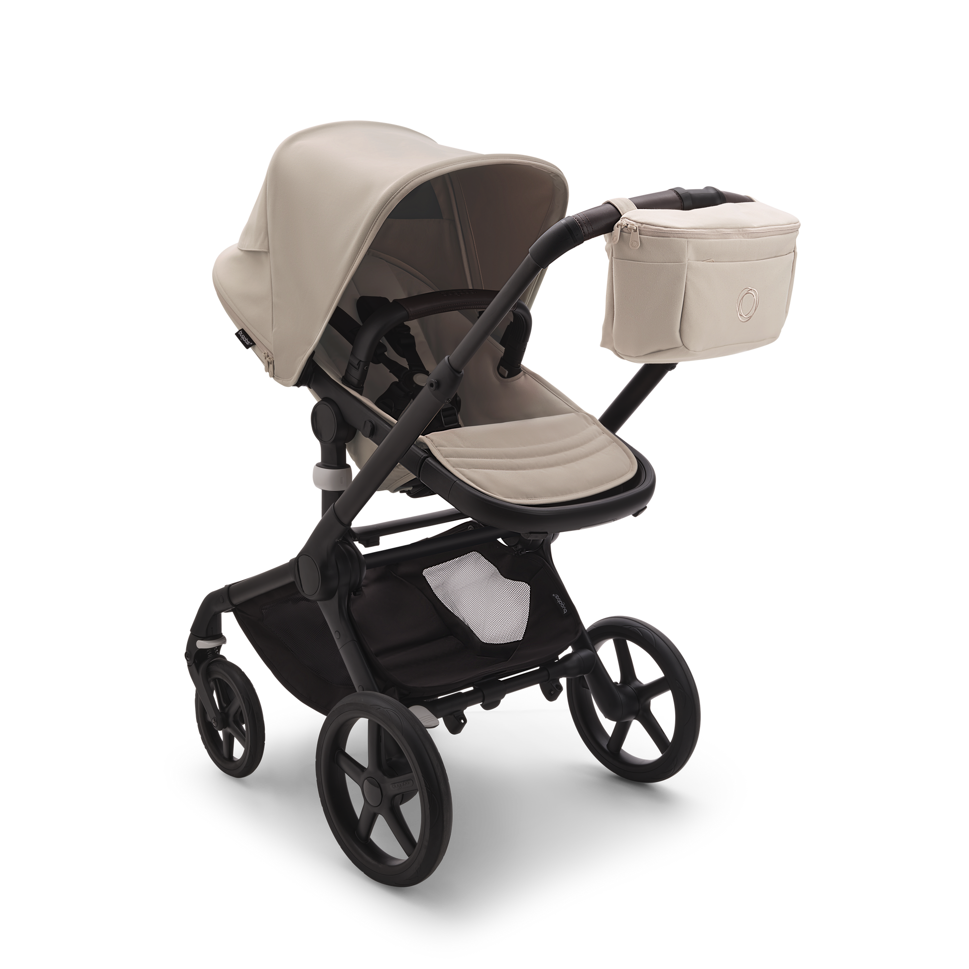 Bugaboo organiser bag for pushchair in desert taupe colourway.