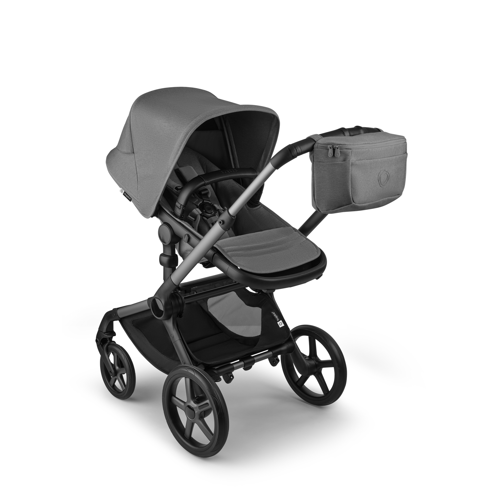 Bugaboo organiser bag for pushchair in moon grey colourway.