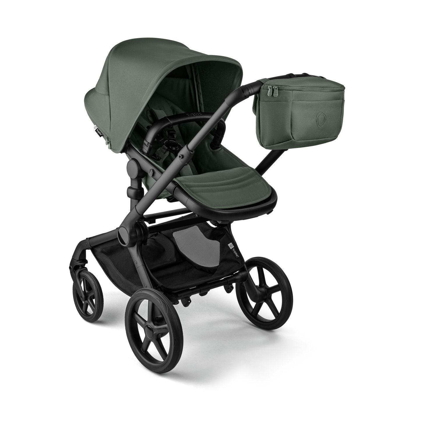 Bugaboo organiser bag for pushchair in forest green colourway.