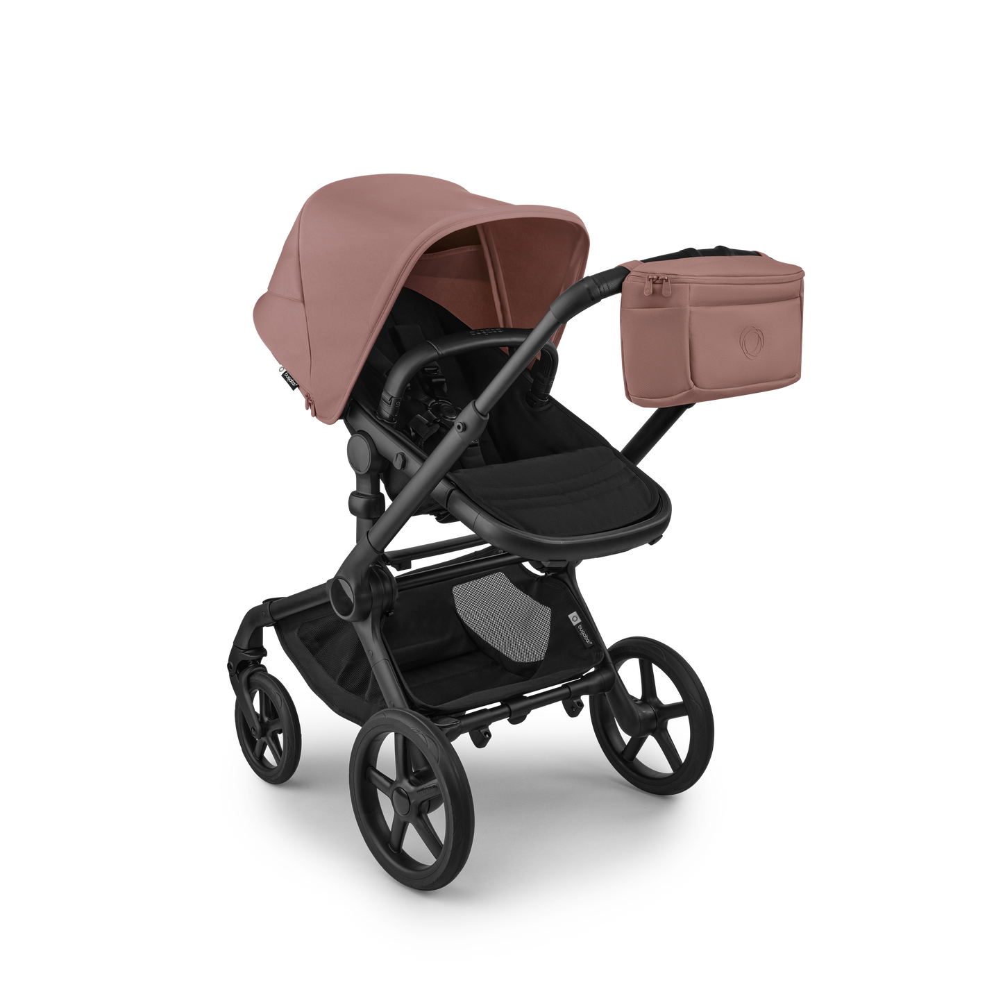Bugaboo organiser bag for pushchair in dusty pink colourway.