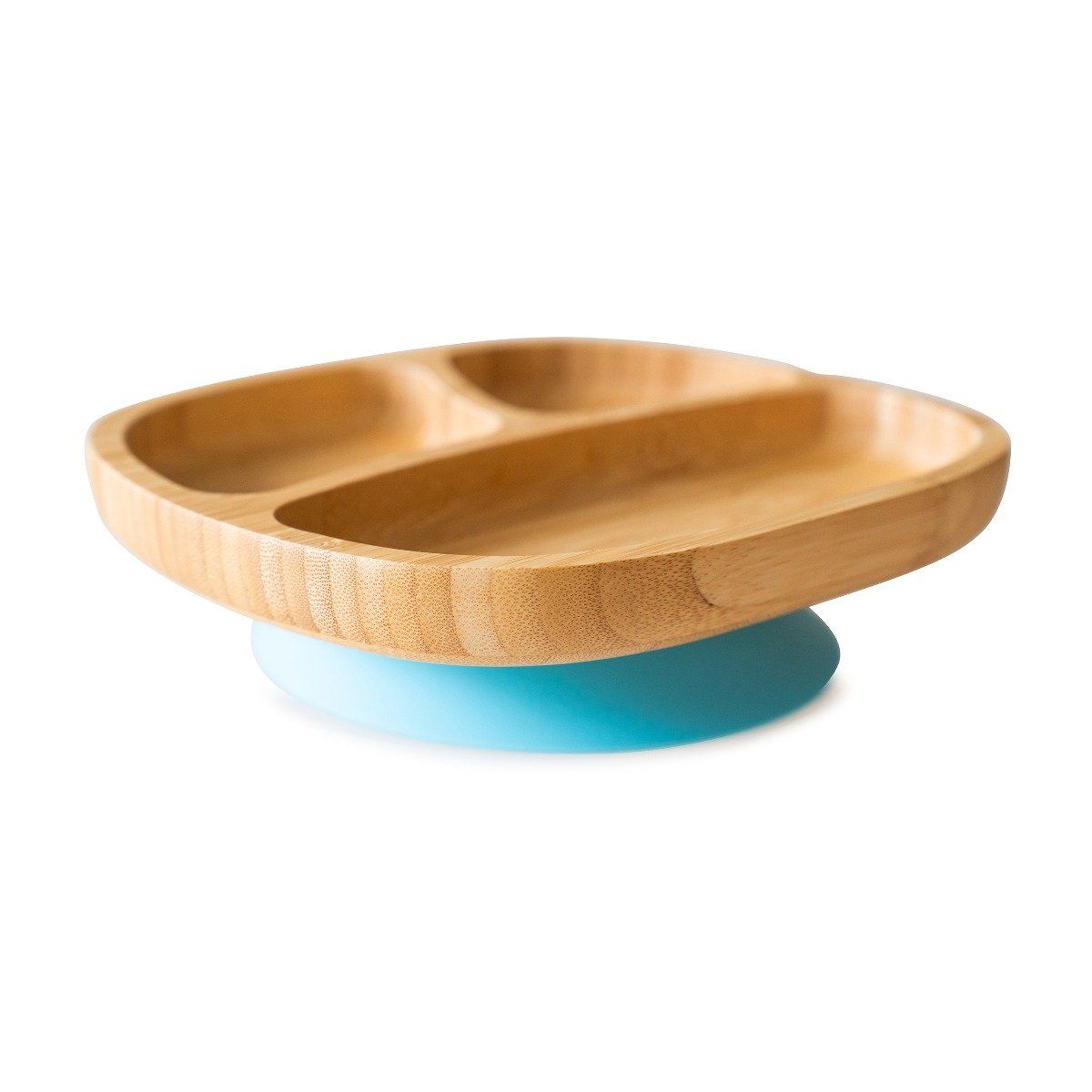 Eco rascals bamboo toddler plate with pale blue suction base.