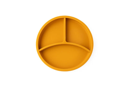 Eco rascals silicone plate with section in mustard.